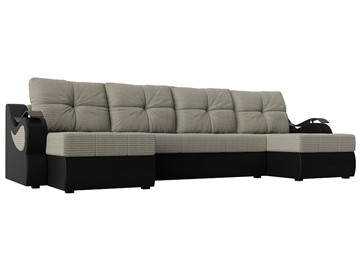 П-образный диван Меркурий П, Корфу 02 (рогожка)/черный (экокожа) в Пыть-Яхе