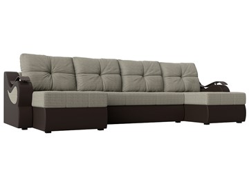 П-образный диван Меркурий П, Корфу 02 (рогожка)/коричневый (экокожа) в Когалыме