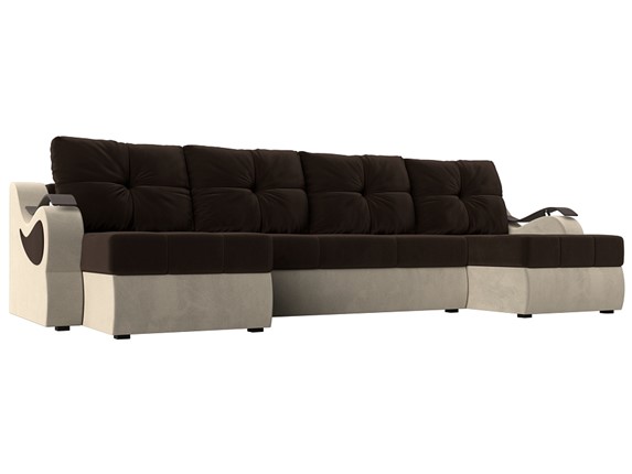 П-образный диван Меркурий П, Коричневый/бежевый (вельвет) в Когалыме - изображение