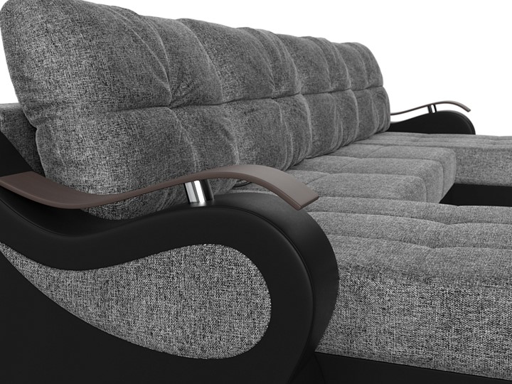 П-образный диван Меркурий П, Серый/черный (рогожка/экокожа) в Радужном - изображение 3