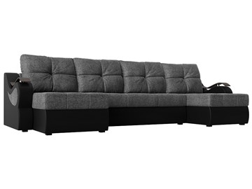 П-образный диван Меркурий П, Серый/черный (рогожка/экокожа) в Сургуте