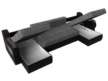 П-образный диван Меркурий П, Серый/черный (рогожка/экокожа) в Нижневартовске - предосмотр 6
