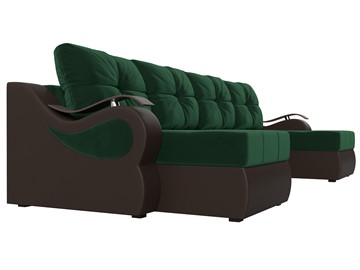 П-образный диван Меркурий П, Зеленый\Коричневый (Велюр\Экокожа) в Когалыме - предосмотр 3