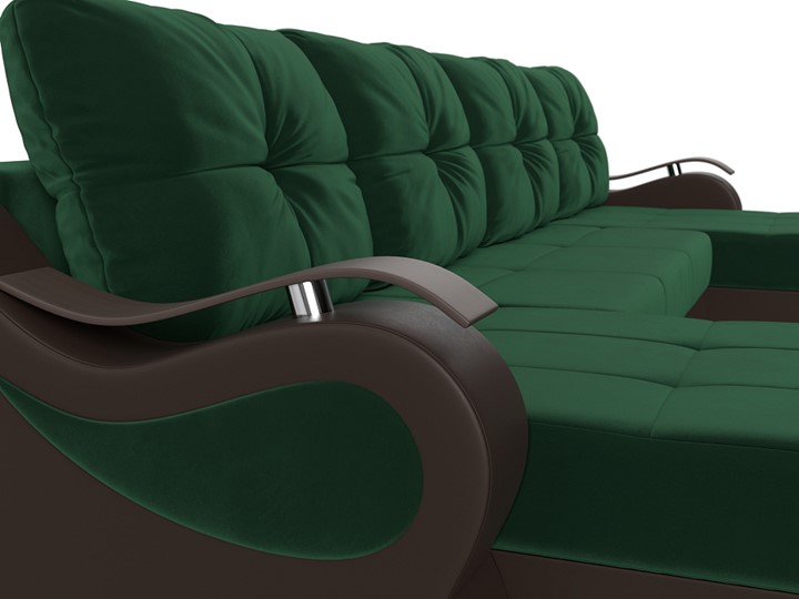 П-образный диван Меркурий П, Зеленый\Коричневый (Велюр\Экокожа) в Когалыме - изображение 4