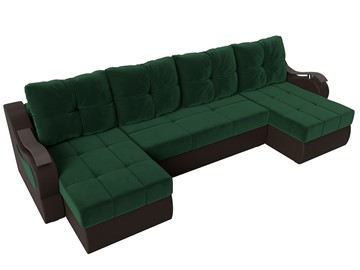 П-образный диван Меркурий П, Зеленый\Коричневый (Велюр\Экокожа) в Когалыме - предосмотр 5