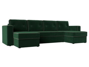 П-образный диван Принстон, Зеленый\Коричневый (Велюр) боннель в Урае - предосмотр