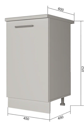 Тумба кухонная Н 45, Сатин/Белый в Лангепасе - изображение