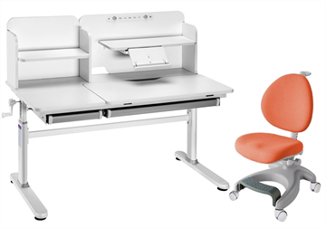 Комплект парта + кресло Iris II Grey + Cielo Orange + чехол для кресла в подарок в Когалыме