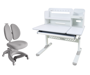 Комплект парта + кресло Nerine Grey +  Solerte Grey + чехол для кресла в подарок! в Нижневартовске