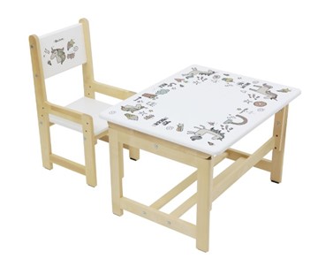 Комплект растущей детской мебели POLINI KIDS ECO 400 SM, ЕДИНОРОГ, 68Х55 СМ, БЕЛЫЙ-НАТУРАЛЬНЫЙ в Лангепасе