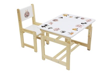 Комплект растущей детской мебели Polini kids Eco 400 SM, Лесная сказка, 68х55 см белый-натуральный в Лангепасе