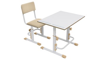 Растущий комплект мебели POLINI Kids Растущая парта-трансформер М1 и стул регулируемый L Белый-макиато в Когалыме