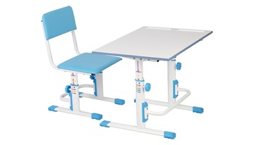 Растущий комплект мебели POLINI Kids Растущая парта-трансформер М1 и стул регулируемый L Белый-синий в Урае