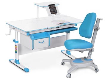 Комплект растущая парта Mealux EVO-40 BL и кресло Onyx Y-110 BL голубой в Когалыме