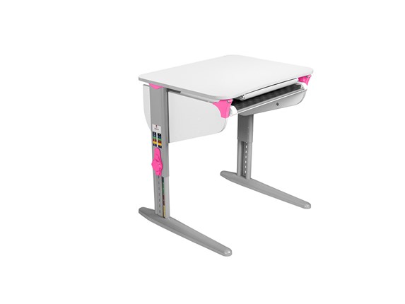 Детский стол-трансформер 5/75 (СУТ. 44) Белый/Серый/Розовый с лотком без полок в Когалыме - изображение