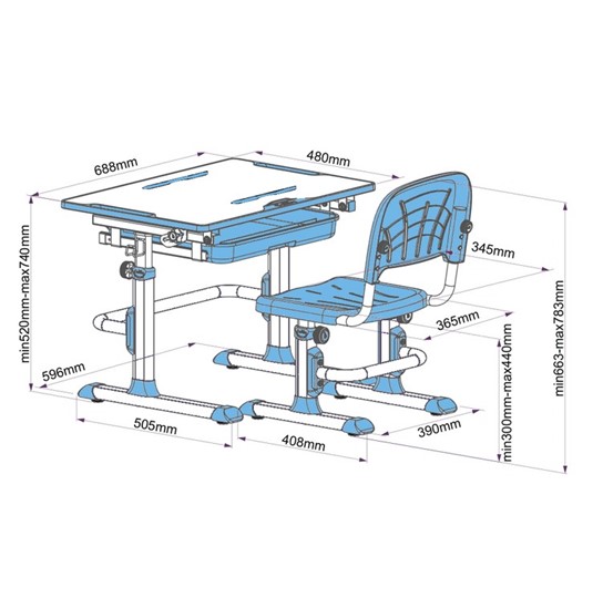 Стол растущий и стул Karo Blue в Когалыме - изображение 4