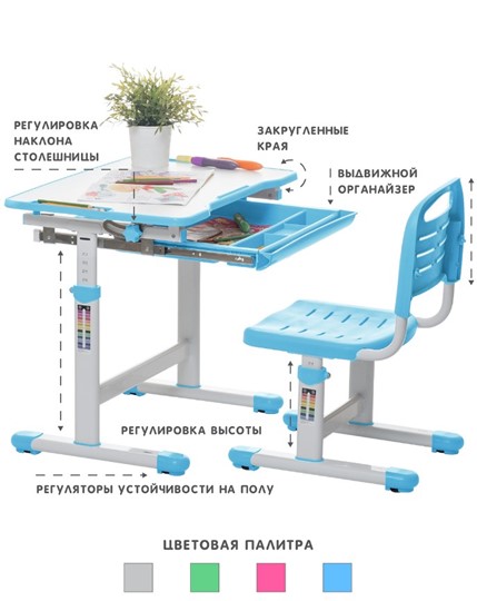 Детский стол-трансформер SET Holto-2А голубой в Сургуте - изображение 4