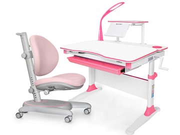 Растущая парта + стул Комплект Mealux EVO Evo-30 PN (арт. Evo-30 PN + Y-508 KP), серый, розовый в Урае - предосмотр