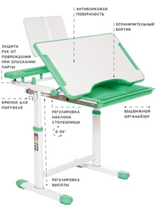 Растущие парта + стул SET HOLTO-17А, зеленый в Сургуте - предосмотр 5