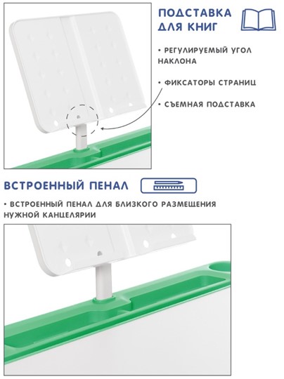 Растущие парта + стул SET HOLTO-17А, зеленый в Ханты-Мансийске - изображение 6