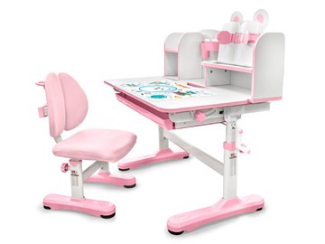 Растущая парта и стул Mealux EVO Panda XL pink BD-29 PN, столешница белая / пластик розовый в Когалыме