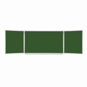 Доска для мела магнитная 3-х элементная 100х150/300 см, 5 рабочих поверхностей, зеленая, BRAUBERG, 231707 в Когалыме